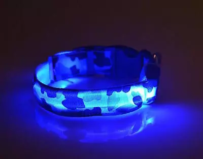 BATTERY LED CAMO COLLAR Camouflage Pet Dog Glow Flash Light Safety S M L XL Size • $8.98