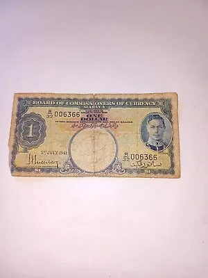 Malaya George Vi One Dollar 1941 Banknote • £3