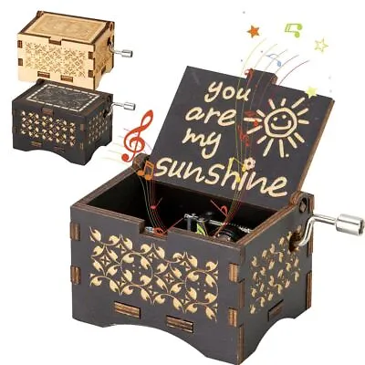$7.88 • Buy You Are My Sunshine Music Box Wooden Hand Crank Musical Boxes Antique Engraved