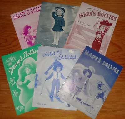 1940s Vtg Marys Dollies Mary Hoyer Doll Clothes Cochet Knitting Pattern Lot Of 6 • $12