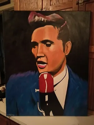 Large 30x24 Elvis Rockabilly Abstract Surrealist One Of A Kind Original Painting • $65