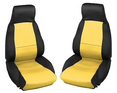 1984-1988 Corvette C4 BLACK And YELLOW Neoprene Seat Covers Pair 648011976709 • $239.95