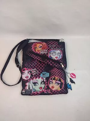 Monster High Girls Black Crossbody Shoulder Or Notebook Bag  Purse W/  Pocket  • $20