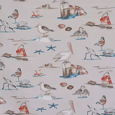 Sea Birds Fabric | 100% Cotton | 160cm Sea Gulls Coast Nautical Curtain Cushions • £1.99