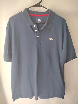 La Martina Argentina Polo Shirt Mens XXL Short Sleeve Horse Polo Navy Blue • $26