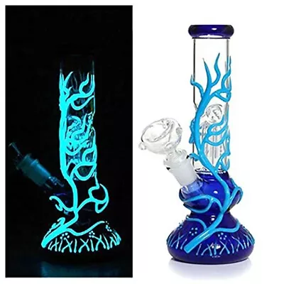 10'' Water Pipe Bong Perc Bong Smoking Hookah Heavy Glass Bongs W/ ICE Catcher • $24.99