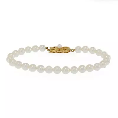 Mikimoto Pearl Bracelet 18k Yellow Gold Single Strand • $1399