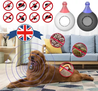 USB Rechargeable Ultrasonic Pest Reject Flea Tick Lice Repeller For Cat Dog Pet • £7.49