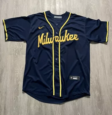 Rowdy Tellez Milwaukee Brewers Nike Navy Alternate Jersey • $30
