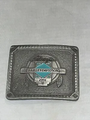 Vintage 1991 LTD ED Sturgis Harley Davidson Pewter Belt Buckle #901/3000 • $49.95