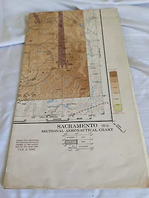 Vintage Sectional Aeronautical Chart Map Feb 5 1946 Sacramento (T-1) California • $9.99