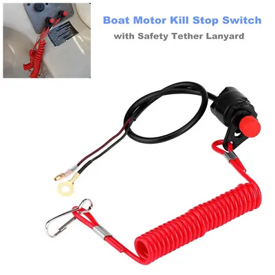 Universal Boat Kill Switch With Safety Tether Lanyard For Marine Outboard Motor • $16.99