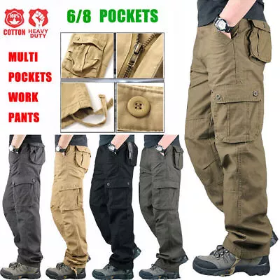 US Men's 100% Cotton Tactical Work Trousers Cargo Pants Combat Outdoor Pant • $19.99