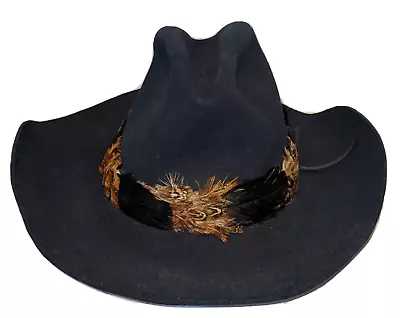 Vintage Resistol XXX Beaver Black Feather Band Cowboy Hat 7 5/8 Self Conforming • $149.95