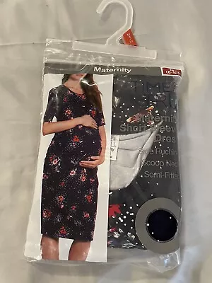 Maternity Dress Size M 8-10 Time And Tru Short Sleeve Ruching NEW • $12.99