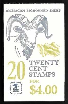 $4 • Buy US STAMPS,  BOOKLET,  Scott# BK142  Pl#4,  BIGHORN SHEEP,  MNH,    B-023