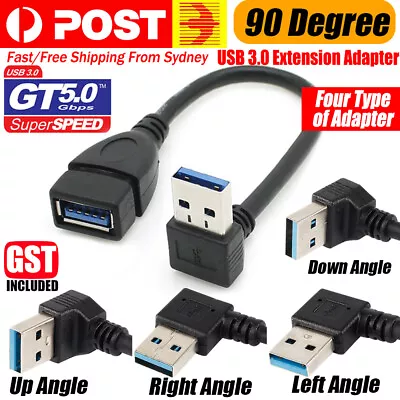 $6.45 • Buy USB 3.0 Type A 90 Degree Left Right Angle Extension Cable Male To Female Adapter