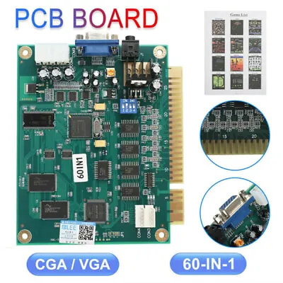 60-in-1 Multicade Arcade Board CGA/VGA Output For PCB Jamma Arcade Game Machine • £34.99