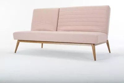 Large Pink Sofa Bed 3 Seater Adjustable Back Click-Clack Scandi Style Ex Display • £549