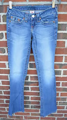 TRUE RELIGION Women's Jeans Gina Size 24x34.5 Blue Stretch Denim Flare Made USA • $25