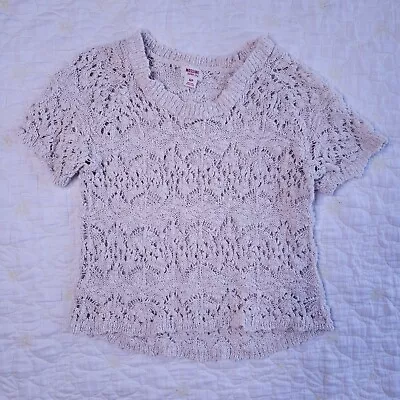 Mossimo Womens Cream Open Knit Sweater Size S Short Sleeve • $12