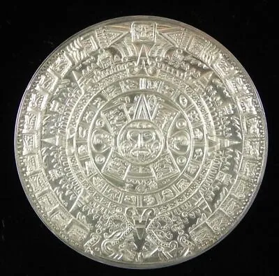 NEW 40MM Silver Tone Aztec Mayan Sun Calendar Mexico COIN Mexican • $12