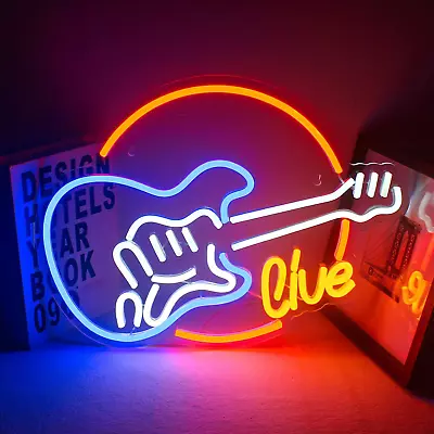 Live Music Neon Signs Guitar Shape LED Signs Music Neon Lights Game Art LED Neon • $43.39