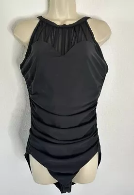 Magic Suit Woman's One Piece Padded  Swimsuit Size 16DD Black Mesh Detail • $49.99