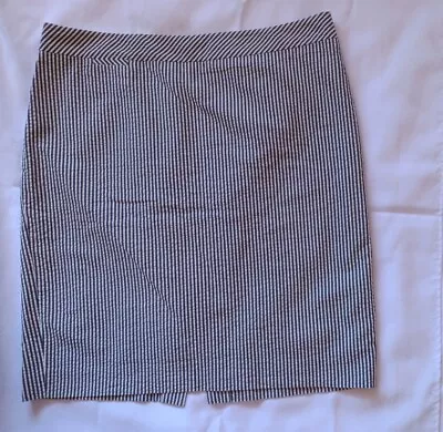 J. Crew Seersucker Cotton Pencil Skirt - White Navy Blue - Womens 14 • $22