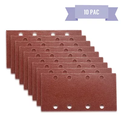 10 X 1/3 Punched Sanding Sheets 93 X 190mm Sandpaper Pads Sander Hook And Loop • $12.99