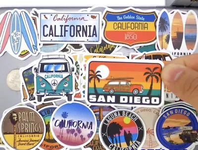25 X USA California Poster Sunshine Beach Surfing Travel Stickers • £3.49