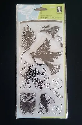 InkaDinkaDoo Clear Unmounted Bird Pack Of 6 Stamps - Birds Owl Raven Feather • $15