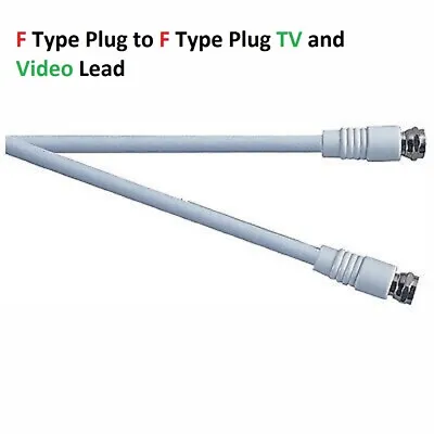 NEW Standard F Type Plug To F Type Plug TV And Video Lead White 2M |3M |5M|10M • £2.49