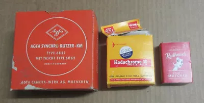 Vintage AGFA SYNCHRO BLITZER FLASH GUN 6827 & KODACHROME FILM  PHOTO CAMERA • $18