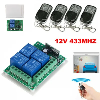 12V 433Mhz 4CH Raley Switch Receiver Wireless Garage Door Control+RF Remote Set  • $2.99