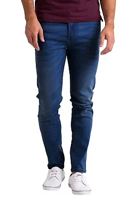  Jeans Mens Stretch Skinny Fit Slim Denim Pants Original Straight Dark Blue Pant • $22.09