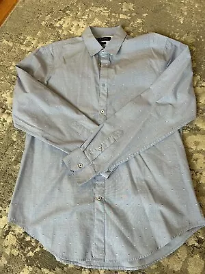 Zara Mens Medium/Large Cotton Slim Fit Blue Summer Shirt • £15