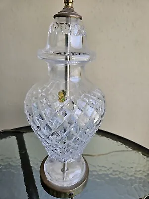 WATERFORD CUT CRYSTAL ALANA URN TABLE LAMP SIGNED 28  IRELAND 1960s Sticker • $299