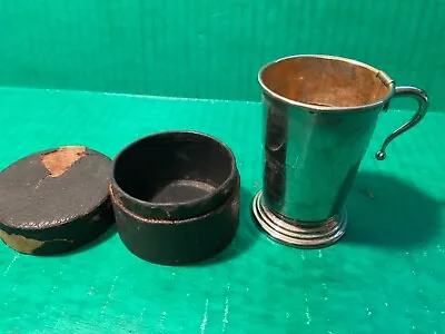 VINTAGE - Silver & Vermeil Collapsible Silverplate Travel Cup W/ Case - 3.5  • $35