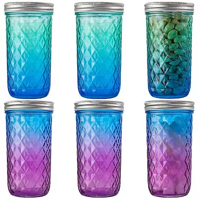 6 Pack Colored Mason Jars 20 Oz Glass Canning Jars With Airtight Lids Glass... • $29.86