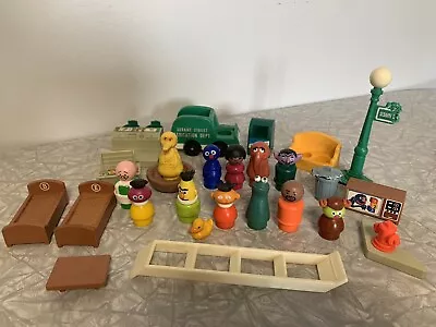 1974 Fisher Price Vintage SESAME STREET Little People House Playset 938 Lot Set • $125