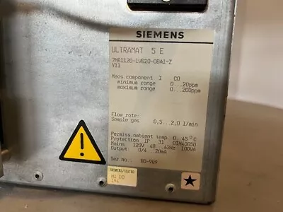 Siemens Ultamat 5E 7MB1120-1VB20-0BA1-Z Gas Analyzer CO 0-200 PPM • $960