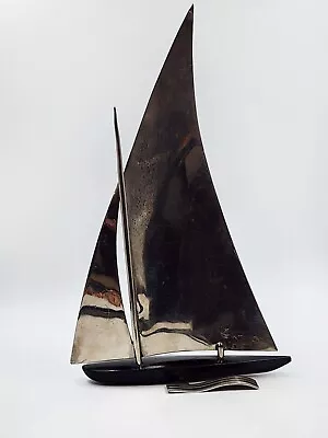 Art Deco Silver Metal Sailboat By Hagenauer • £1888.23