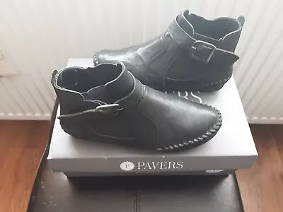 £6.50 • Buy Pavers Ladies Black Ankle Boots. Buckle Strap