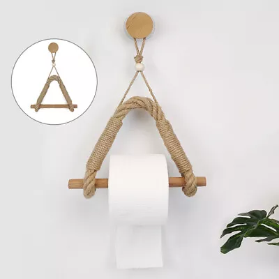 Paper Towel Holder Nautical Ring Rope Wooden Bathroom Accessories • £13.35