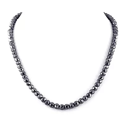 $499 • Buy 7mm Certified Black Diamond Beaded Unisex Base Ball Players Celebrity Necklace