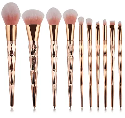 $49.95 • Buy New Style10pc Diamond Cut Rose Gold Full Sized Unicorn Makeup Brush Set