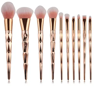 New Style10pc Diamond Cut Rose Gold Full Sized Unicorn Makeup Brush Set • $49.95