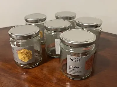 Six (6x) Empty Round Honey Preserves Jam Jars 340g Home Jam Making Clean Used • £5