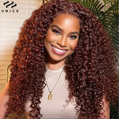 Mongolian Reddish Brown Curly 3 Bundles Human Hair Weaves Cooper Red Extensions • $41.76